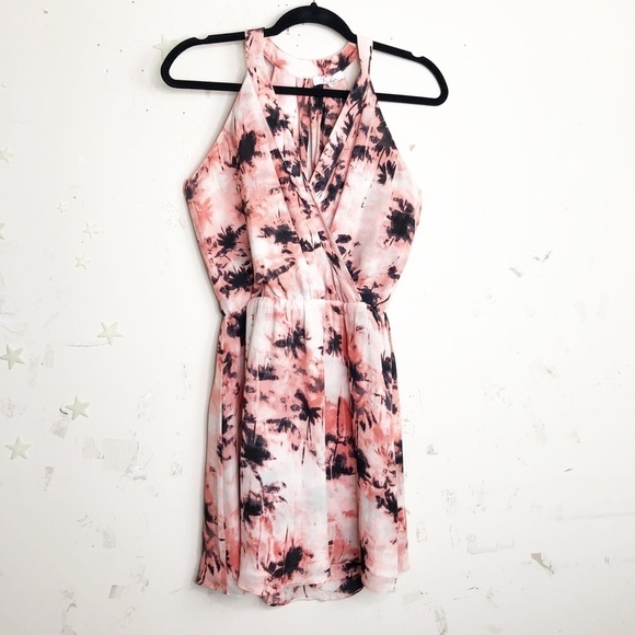 PARKER palm tree pink wrap front and back Silk mini dress - Picture 6 of 15